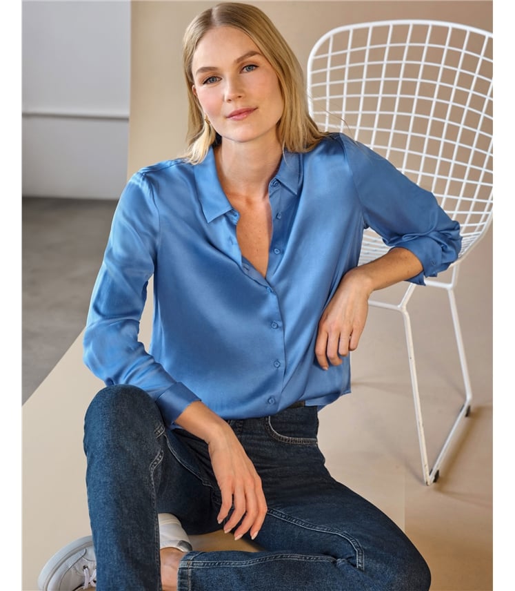 Sand Washed Pure Silk Satin Blouse